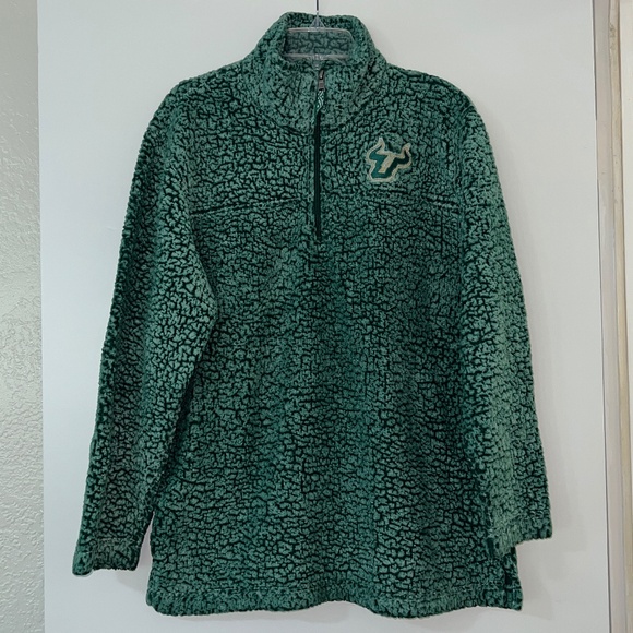 USF Bulls Boxcraft Half Zip Fleece Sherpa Pullover Jacket Green Unisex XL - Picture 4 of 7
